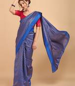 Blue banarasi silk Woven Design Banarasi Saree