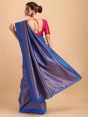 Blue banarasi silk Woven Design Banarasi Saree 3