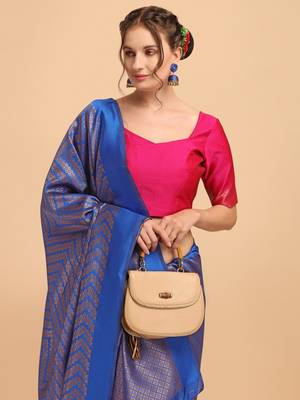 Blue banarasi silk Woven Design Banarasi Saree 4