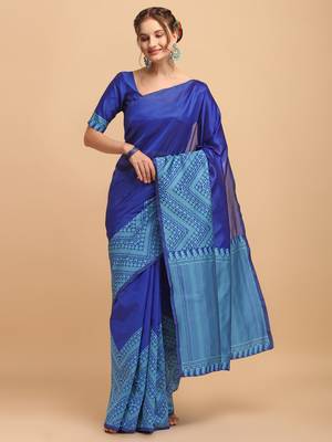 Blue banarasi silk Woven Design Banarasi Saree 1