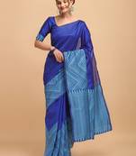 Blue banarasi silk Woven Design Banarasi Saree