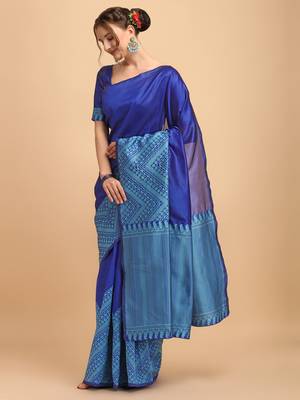 Blue banarasi silk Woven Design Banarasi Saree 2