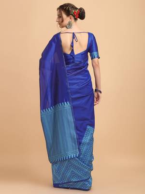 Blue banarasi silk Woven Design Banarasi Saree 3