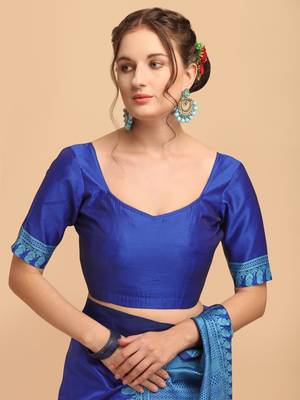 Blue banarasi silk Woven Design Banarasi Saree 4