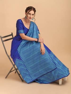 Blue banarasi silk Woven Design Banarasi Saree 5
