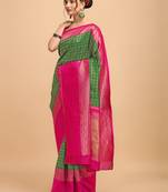 Green & Pink banarasi silk Woven Design Banarasi Saree