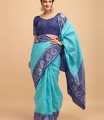 Skyblue & Blue banarasi silk Woven Design Banarasi Saree