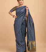 Grey banarasi silk Woven Design Banarasi Saree