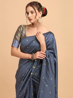 Grey banarasi silk Woven Design Banarasi Saree 4