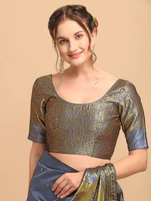 Grey banarasi silk Woven Design Banarasi Saree 5