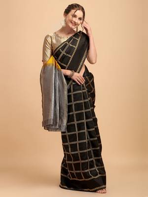 Black banarasi silk Woven Design Banarasi Saree 1