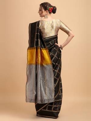 Black banarasi silk Woven Design Banarasi Saree 3
