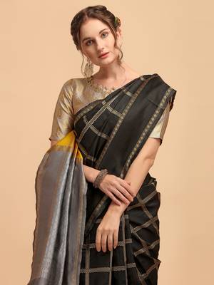 Black banarasi silk Woven Design Banarasi Saree 4