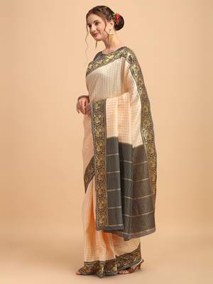 Cream banarasi silk Woven Design Banarasi Saree 2