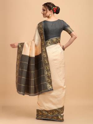Cream banarasi silk Woven Design Banarasi Saree 3
