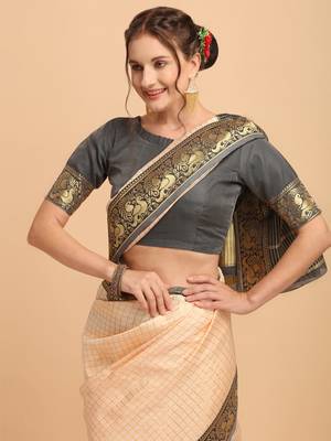 Cream banarasi silk Woven Design Banarasi Saree 4