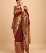 Maroon banarasi silk Woven Design Banarasi Saree