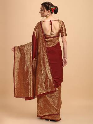 Maroon banarasi silk Woven Design Banarasi Saree 3