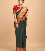 Green & Red banarasi silk Woven Design Banarasi Saree