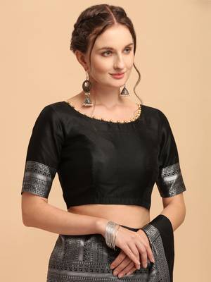 Black banarasi silk Woven Design Banarasi Saree 5
