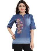 Denim Dream kurti with Beautiful Embroidery Short Top for Everyday Wear