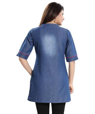 Denim Dream kurti with Beautiful Embroidery Short Top for Everyday Wear 2