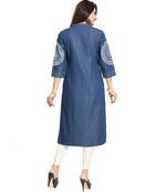 Denim kurti with Beads and Thread Work