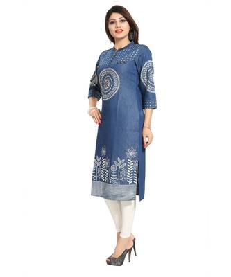 Denim kurti with Beads and Thread Work 2