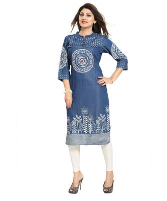 Denim kurti with Beads and Thread Work 4
