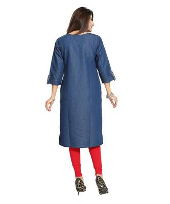 Denim kurti with Pockets and Thread Work 2