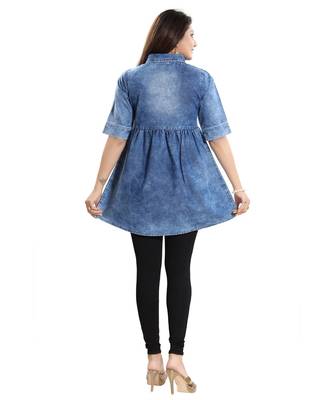 Dashing Dream Denim Short Frock Style kurti Top for Women 2