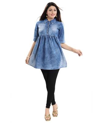 Dashing Dream Denim Short Frock Style kurti Top for Women 4