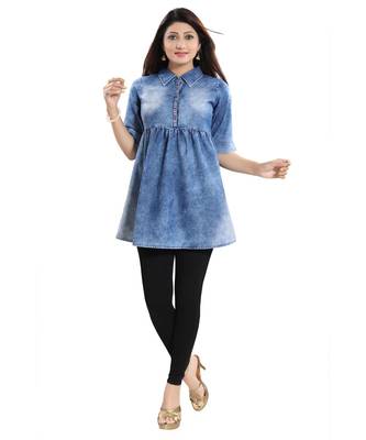 Dashing Dream Denim Short Frock Style kurti Top for Women 5