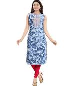 Beautiful Batik Denim Sleeveless kurti with Embroidery