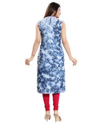 Beautiful Batik Denim Sleeveless kurti with Embroidery 2