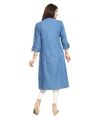 Desire Denim Asymmetrical kurti with Roll On Sleeve Style 2