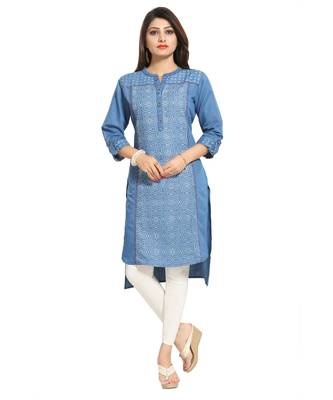 Desire Denim Asymmetrical kurti with Roll On Sleeve Style 5