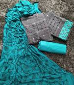 Black & Rama Green Cotton Embroidered & Mirror Work Salwar Suit For Women