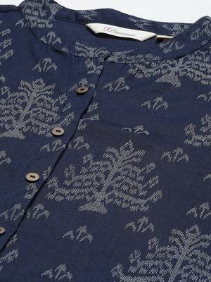 Navy-blue printed cotton ethnic-kurtis 2