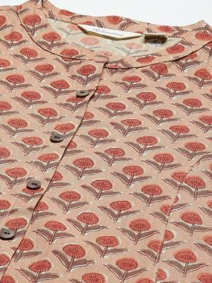 Peach printed cotton ethnic-kurtis 2