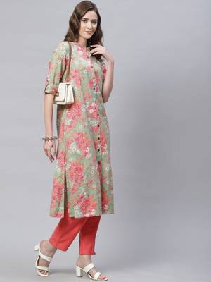 Green printed cotton ethnic-kurtis 5