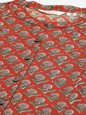Maroon printed cotton ethnic-kurtis 2