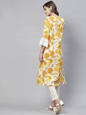 Mustard printed cotton ethnic-kurtis 4
