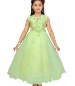 Green woven net kids-girl-gowns