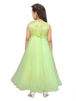 Green woven net kids-girl-gowns 4