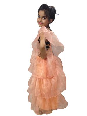 Aglare Peach  Oraganza saree with Black Frill blouse ready to wear.fully stitched 3