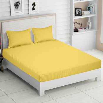300 TC king size bedsheet 100% cotton satin baby yellow color / 108" X 108" 1