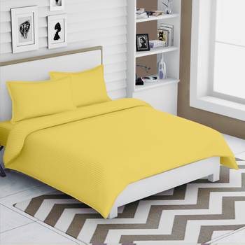 300 TC king size bedsheet 100% cotton satin baby yellow color / 108" X 108" 2