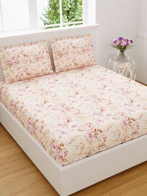 100% Cotton King Size Double bedsheet 240 TC Baby Pink Color / 9 Ft X 9 Ft 1