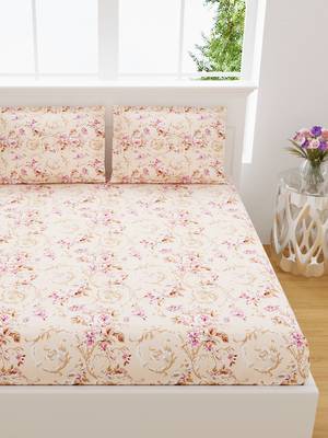100% Cotton King Size Double bedsheet 240 TC Baby Pink Color / 9 Ft X 9 Ft 2